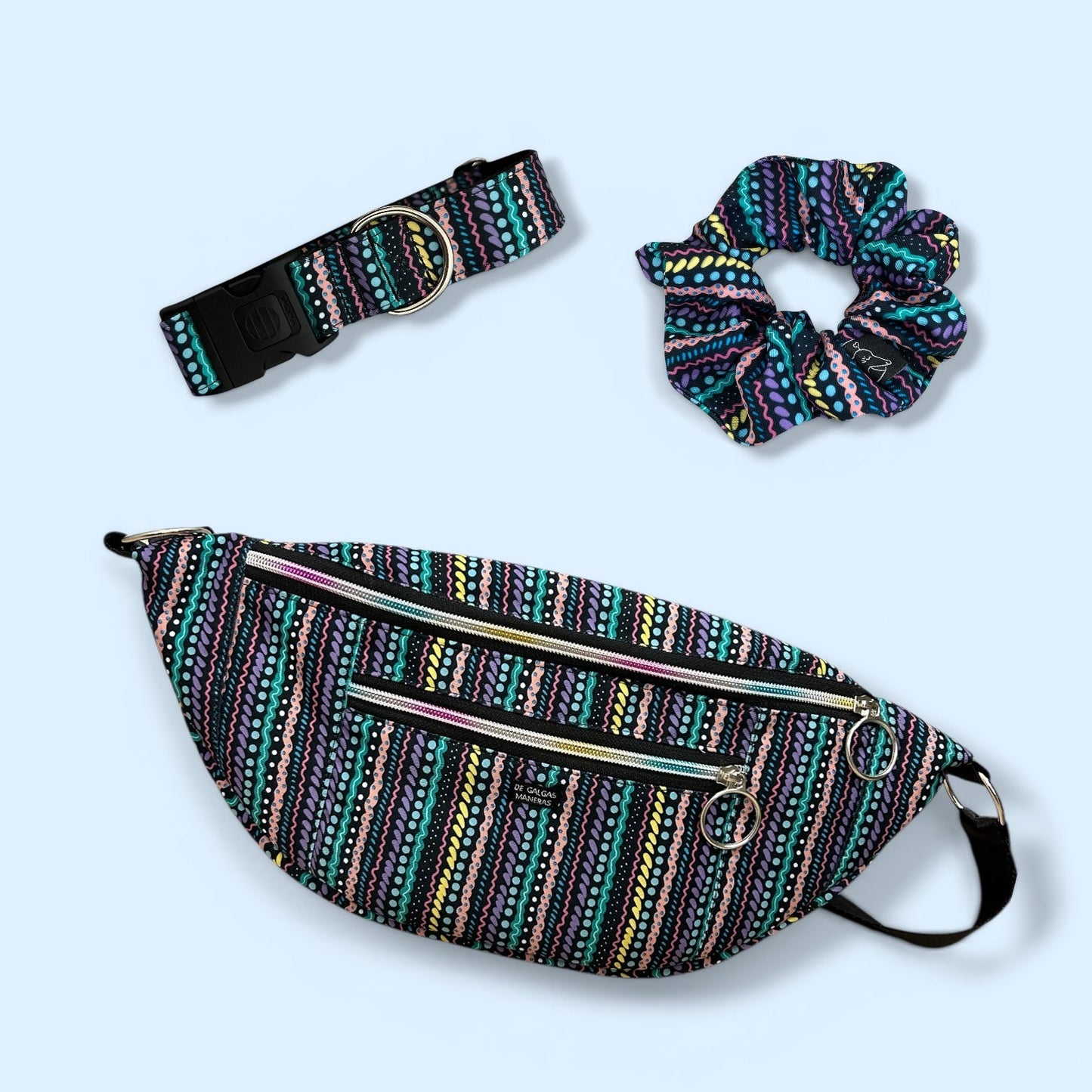 Pack Arcade (Riñonera + collar click + scrunchie)