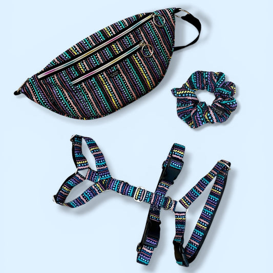 Pack Arcade (Arnés Antiescape + Riñonera + Scrunchie)