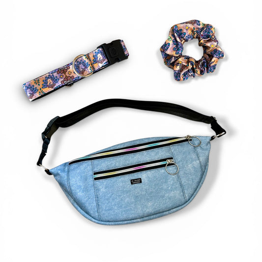Pack Galguea (Riñonera + collar click + scrunchie)